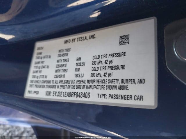 2024 TESLA MODEL 3 LONG RANGE DUAL MOTOR ALL-WHEEL DRIVE/REAR-WHEEL DRIVE 9