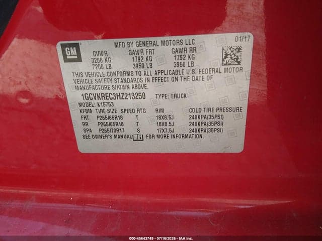 2017 CHEVROLET SILVERADO 1500 2LT 9