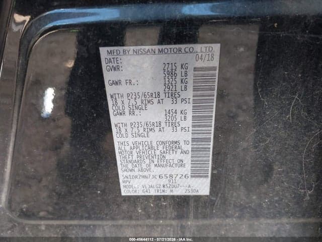 2018 NISSAN PATHFINDER SL 9