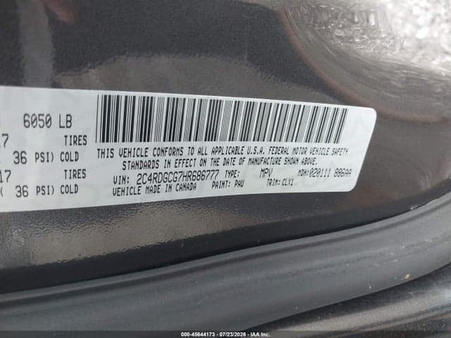 2017 DODGE GRAND CARAVAN SXT 9