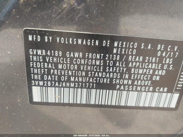 2017 VOLKSWAGEN JETTA 1.4T S 9