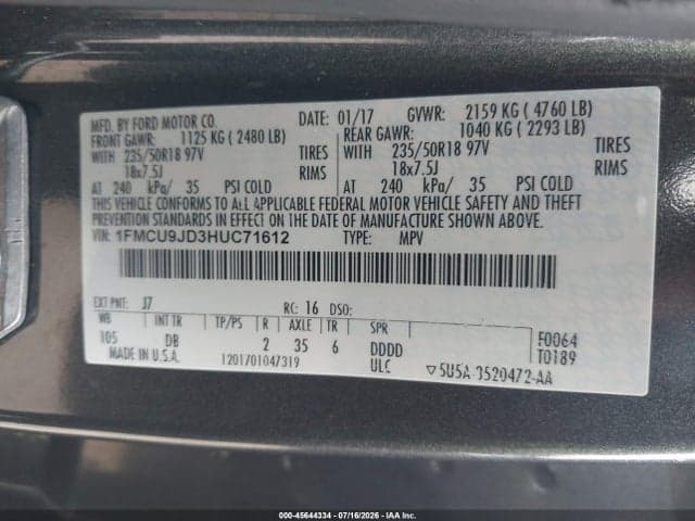 2017 FORD ESCAPE TITANIUM 9