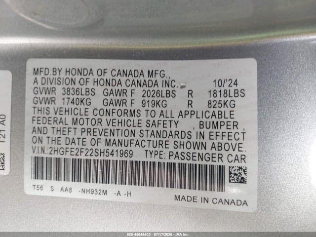 2025 HONDA CIVIC LX 9