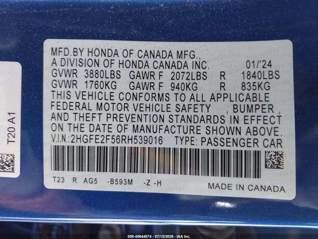 2024 HONDA CIVIC SPORT 9