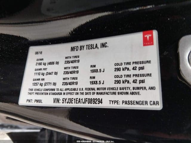 2018 TESLA MODEL 3 9