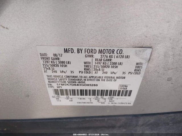 2017 FORD EXPLORER XLT 9