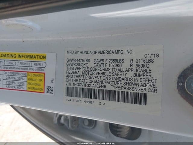 2018 HONDA ACCORD SPORT 9