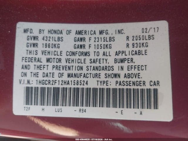 2017 HONDA ACCORD SPORT SE 9