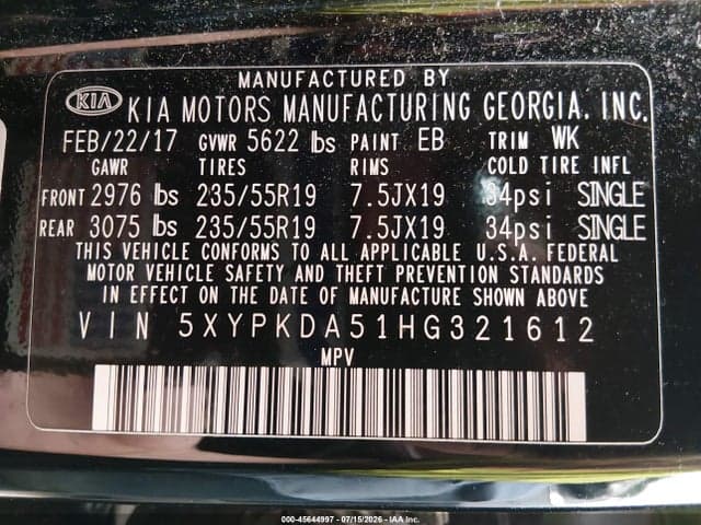 2017 KIA SORENTO 3.3L SX 9