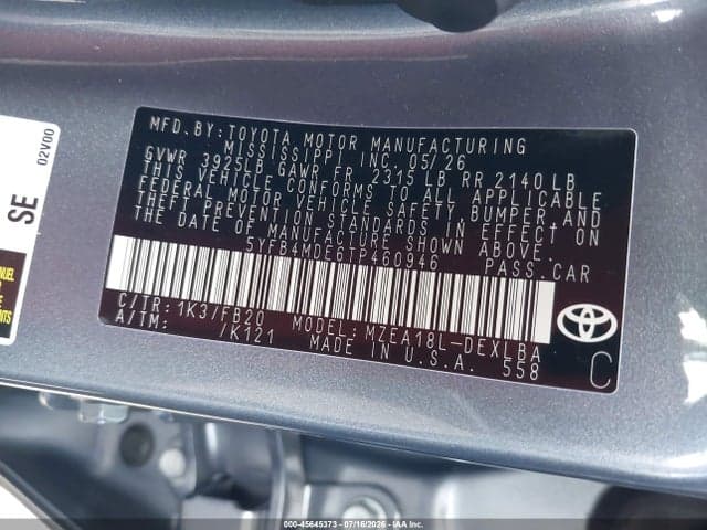2026 TOYOTA COROLLA LE 9