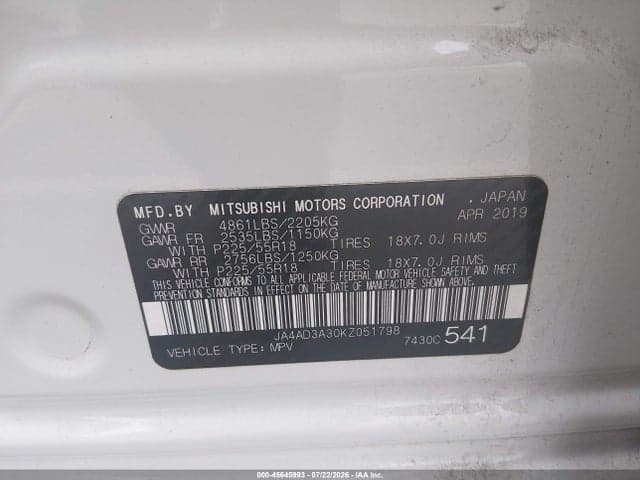 2019 MITSUBISHI OUTLANDER SE 9