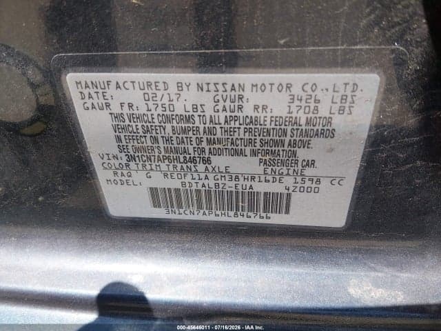 2017 NISSAN VERSA 1.6 SV 9