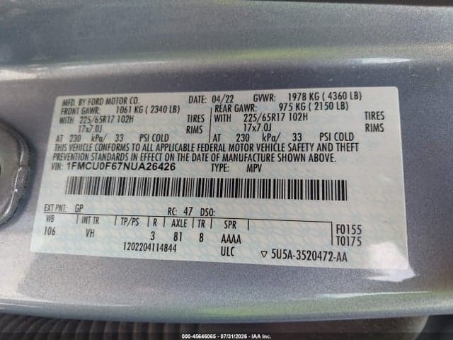2022 FORD ESCAPE S 9