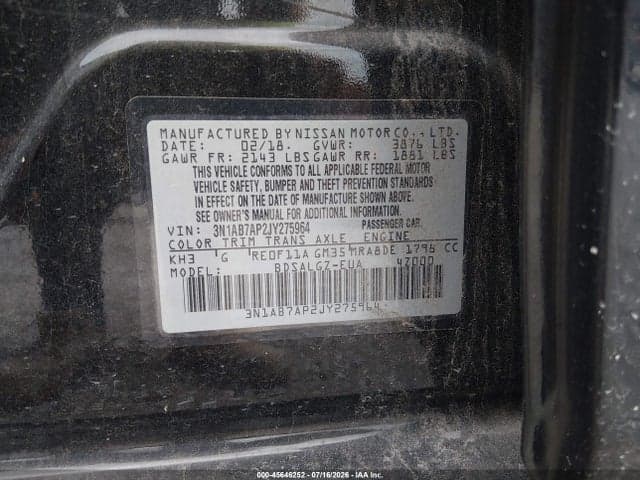 2018 NISSAN SENTRA SL 9