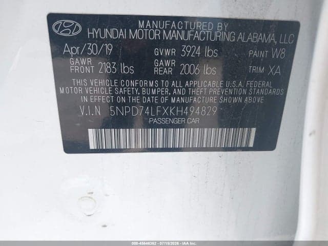 2019 HYUNDAI ELANTRA SE 9