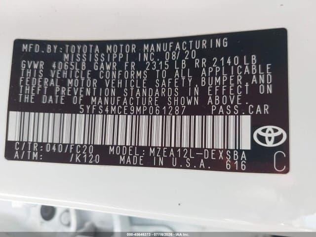 2021 TOYOTA COROLLA SE 9