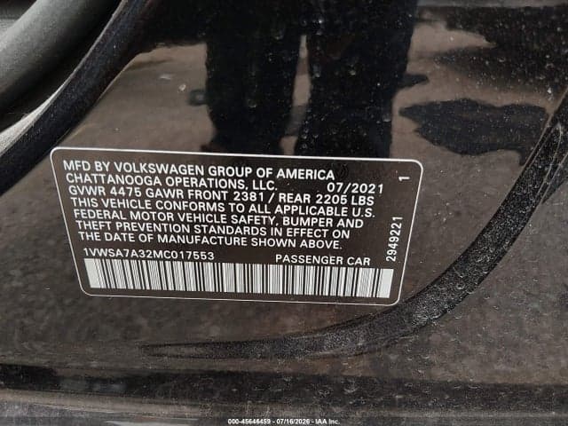 2021 VOLKSWAGEN PASSAT 2.0T SE 9