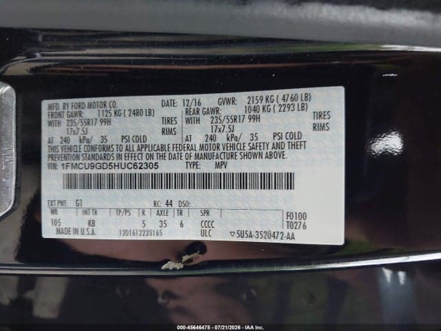 2017 FORD ESCAPE SE 9