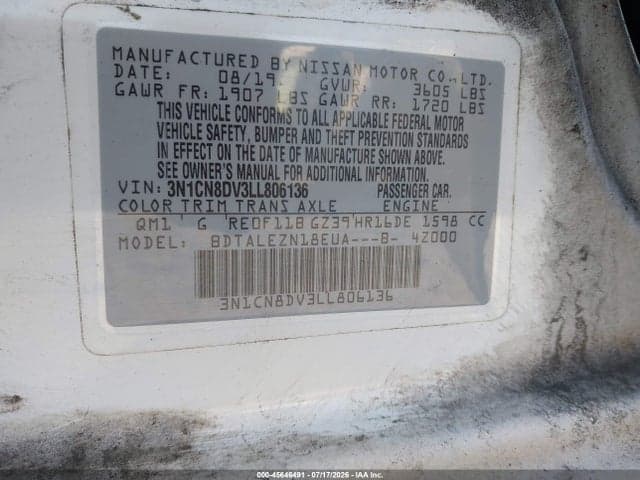 2020 NISSAN VERSA S XTRONIC CVT 9