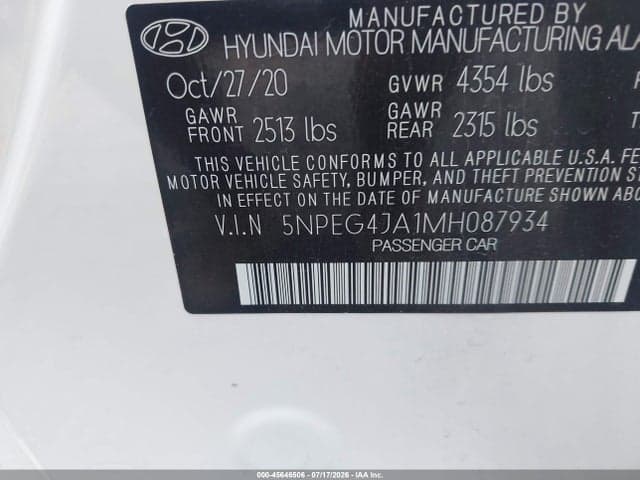 2021 HYUNDAI SONATA SE 9