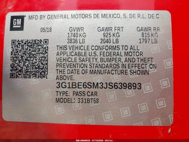 2018 CHEVROLET CRUZE LT AUTO 9