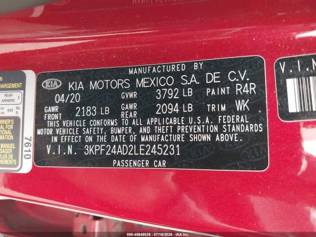 2020 KIA FORTE LXS 9