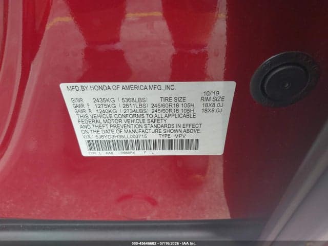 2020 ACURA MDX STANDARD 9
