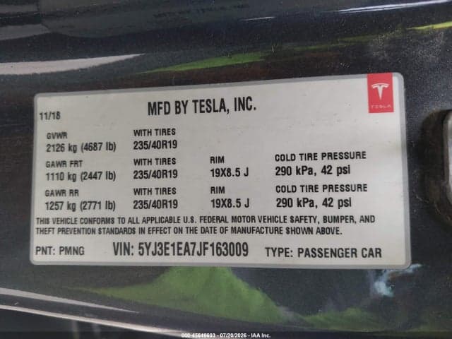 2018 TESLA MODEL 3 LONG RANGE/MID RANGE 9