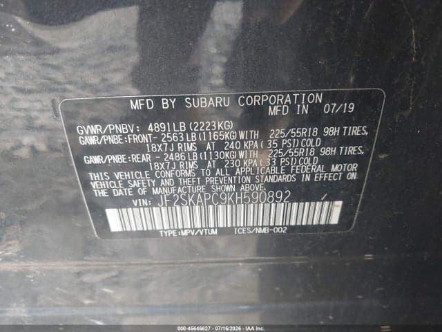 2019 SUBARU FORESTER SPORT 9