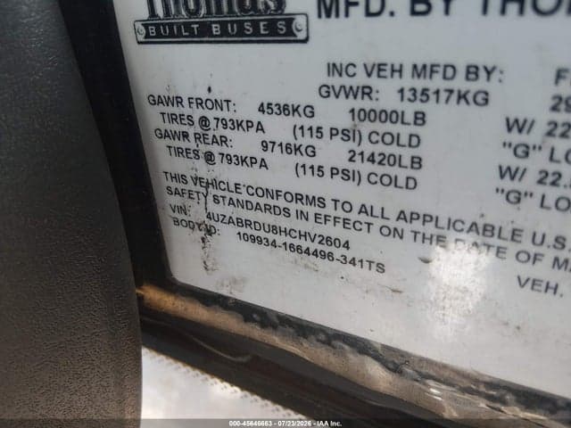 2017 FREIGHTLINER CHASSIS B2B 9