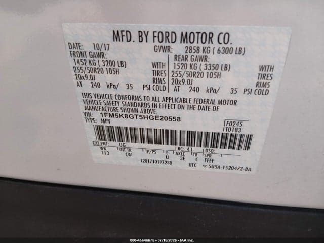 2017 FORD EXPLORER SPORT 9
