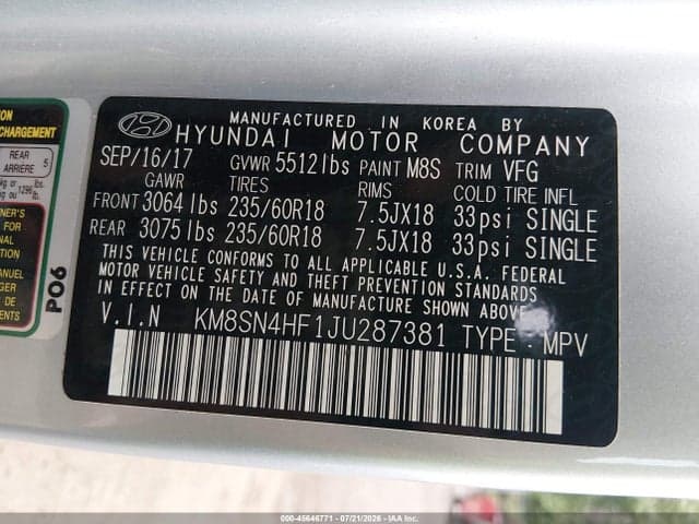2018 HYUNDAI SANTA FE SE 9