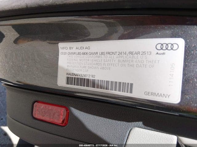 2020 AUDI A4 PREMIUM 45 TFSI QUATTRO S TRONIC 9