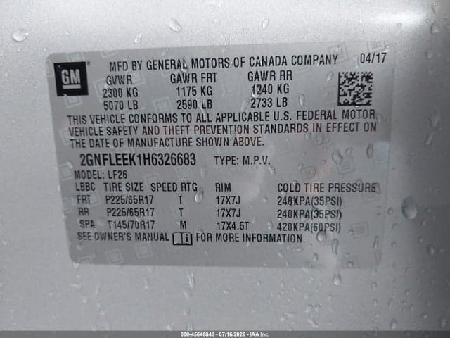 2017 CHEVROLET EQUINOX LS 9