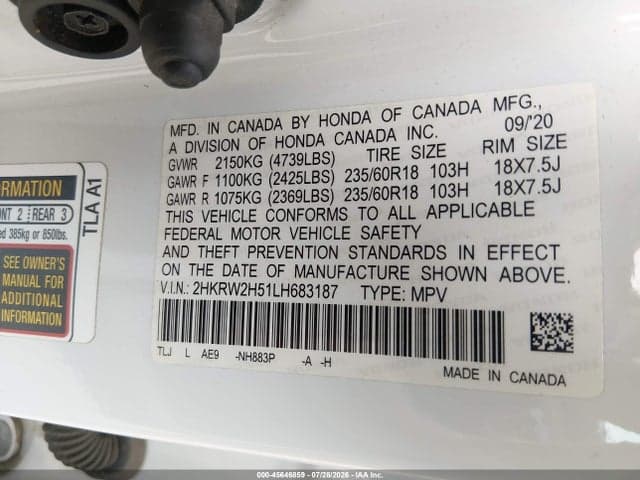 2020 HONDA CR-V AWD EX 9