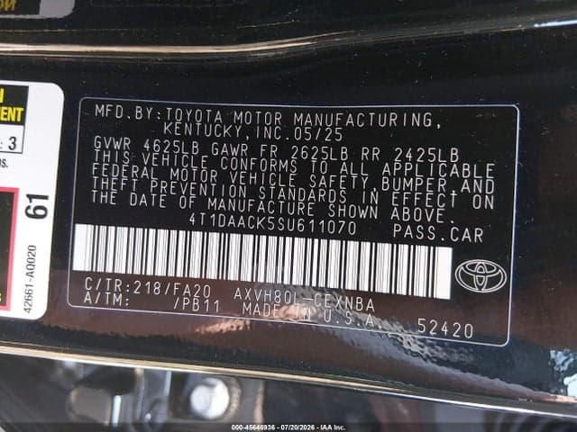 2025 TOYOTA CAMRY LE 9