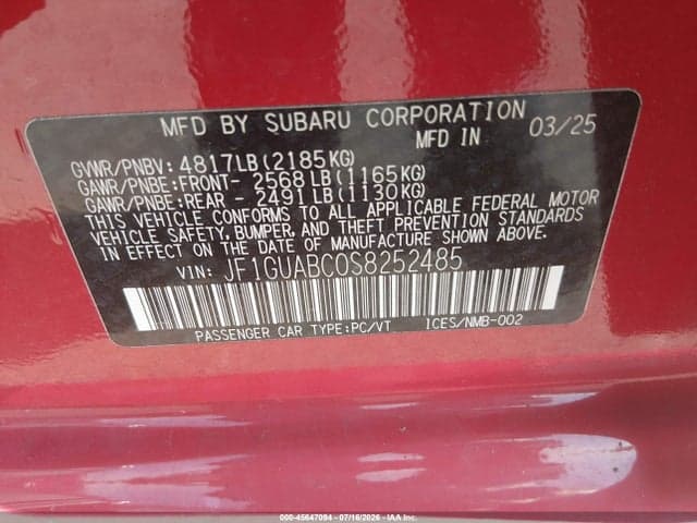 2025 SUBARU IMPREZA BASE 5-DOOR 9