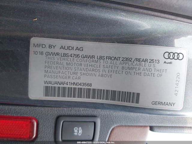 2017 AUDI A4 PREMIUM 9
