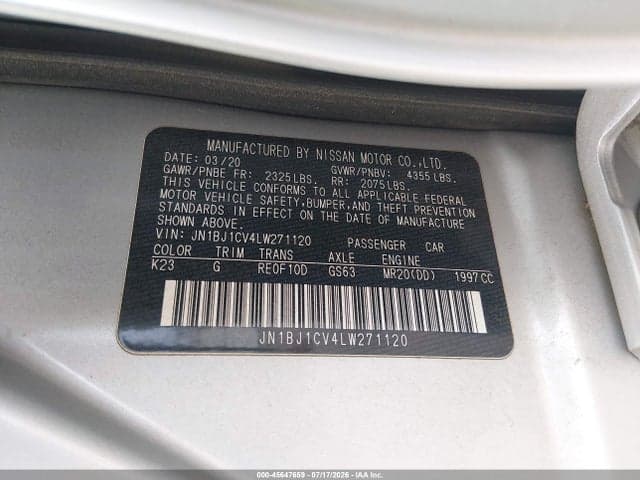 2020 NISSAN ROGUE SPORT S FWD XTRONIC CVT 9