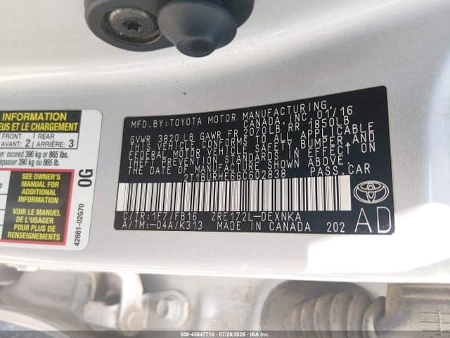 2016 TOYOTA COROLLA LE 9