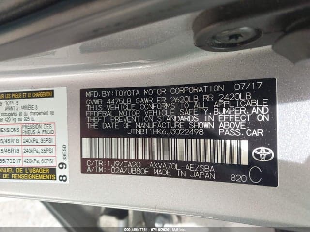 2018 TOYOTA CAMRY SE 9