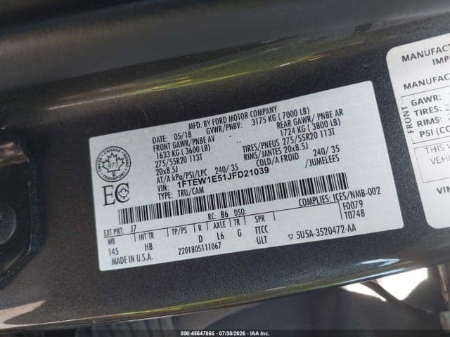 2018 FORD F-150 LARIAT 9