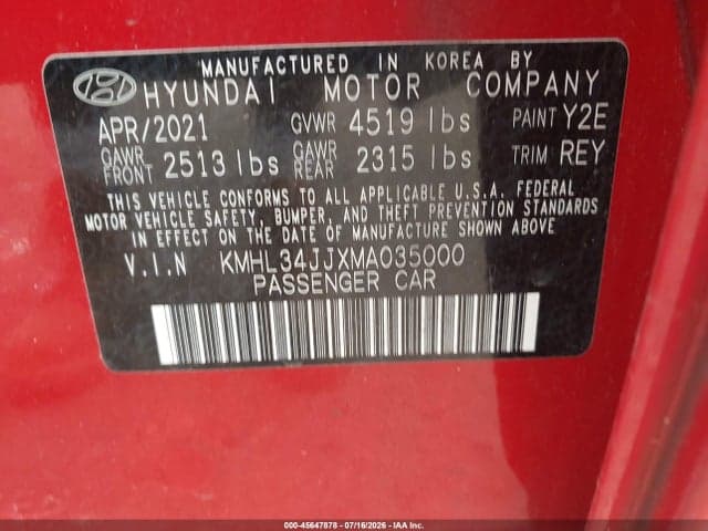 2021 HYUNDAI SONATA SEL 9