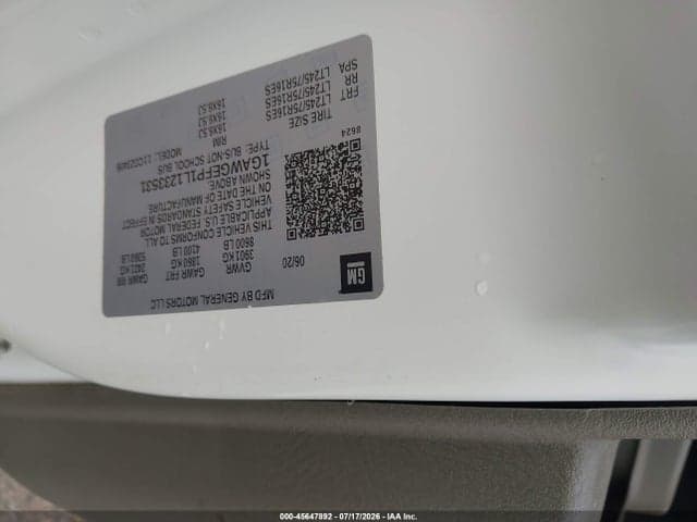 2020 CHEVROLET EXPRESS PASSENGER RWD 2500 REGULAR WHEELBASE LS 9
