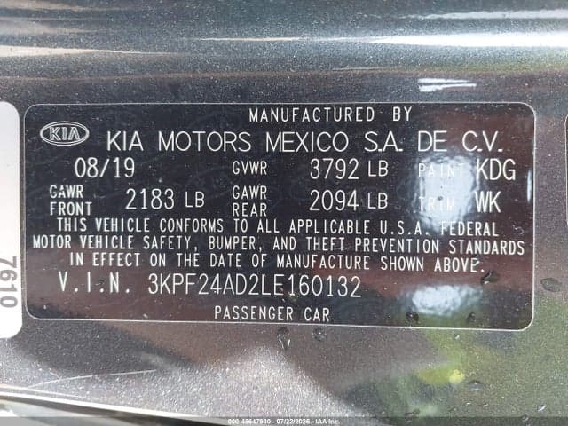2020 KIA FORTE LXS 9