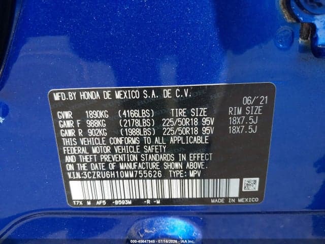 2021 HONDA HR-V AWD SPORT 9
