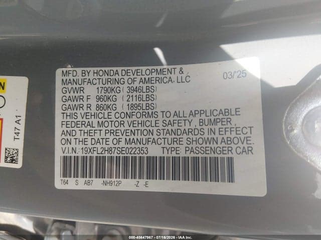 2025 HONDA CIVIC SEDAN SPORT 9