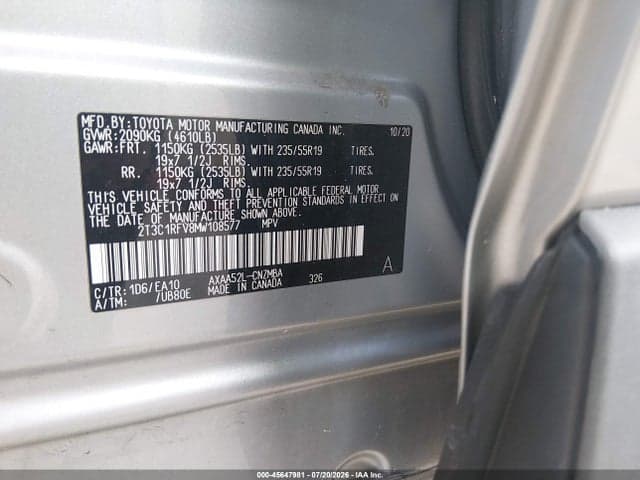 2021 TOYOTA RAV4 XLE PREMIUM 9