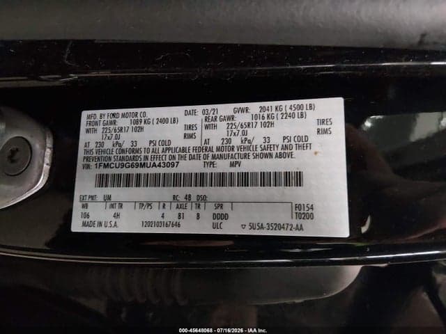 2021 FORD ESCAPE SE 9