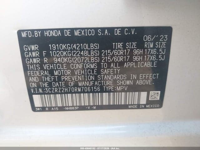 2024 HONDA HR-V AWD EX-L/AWD EX-L W/O BSI 9